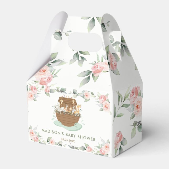 Noahs Ark Rosa Blommigt Greenery Girl Baby Shower Presentaskar (Framsidan Sidan)