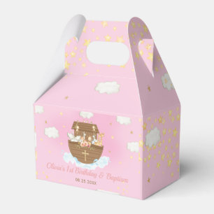 Noahs Ark Rosa Girl Birthday Baptism Christening Presentaskar