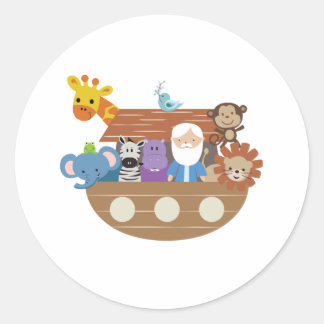 Noahs Ark Round Stickers Runt Klistermärke