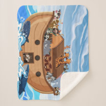 Noahs Ark Sherpa Fleece Blanket för barn
