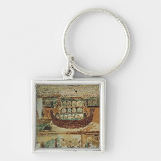 Noahs ark under floden, c.1100 fyrkantig silverfärgad nyckelring (Framsidan)