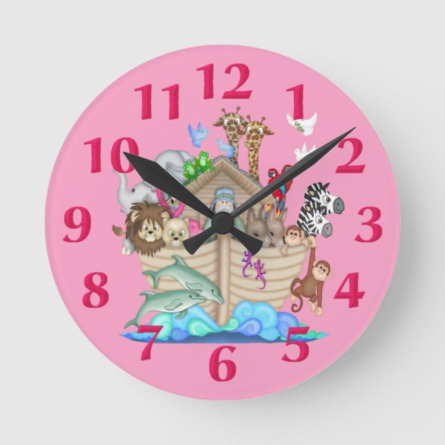 Noahs Ark Wall Clock Rund Klocka (Framsida)