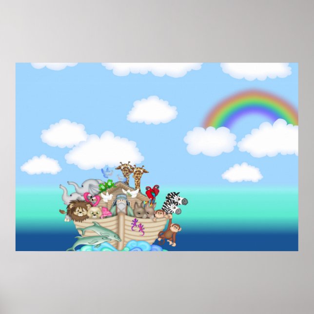 Noahs Ark Wall Mural Poster Baby Nursery Kids Room (Framsidan)