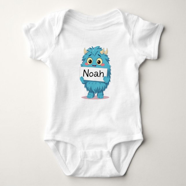 Noah's Big Blue Pal - A Personalized Monster Adven T Shirt (Framsida)