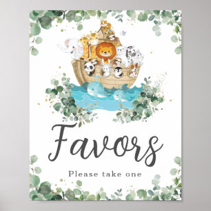 Noahs favoriter i Ark Greenery Birthday Baby Showe Poster