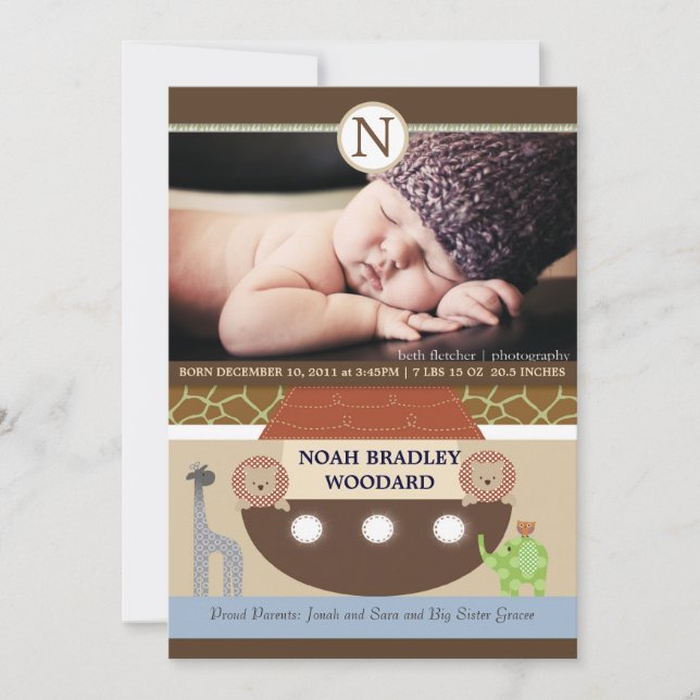 Noahs fotofödelsemeddelande i Ark Meddelande (Framsida)