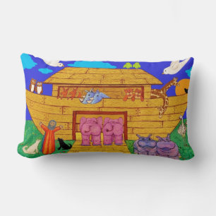 Noahs illustration av Ark Rainbow Funny Elephant Lumbarkudde