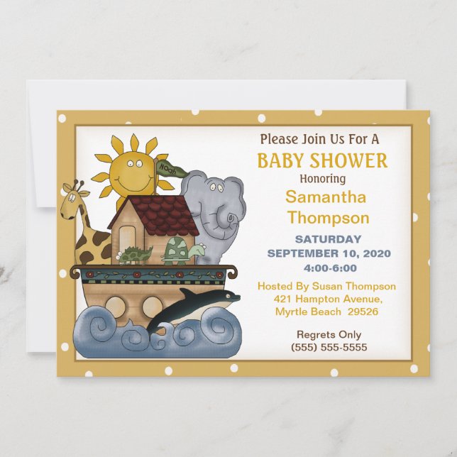 Noahs inbjudan till Ark Baby Shower (Framsida)