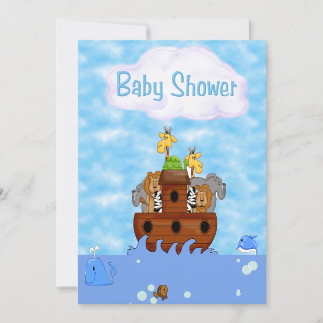 Noahs inbjudan till Ark Baby Shower (Framsida)
