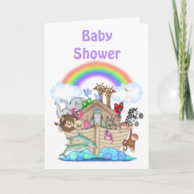 Noahs inbjudan till Ark Baby Shower (Framsida)