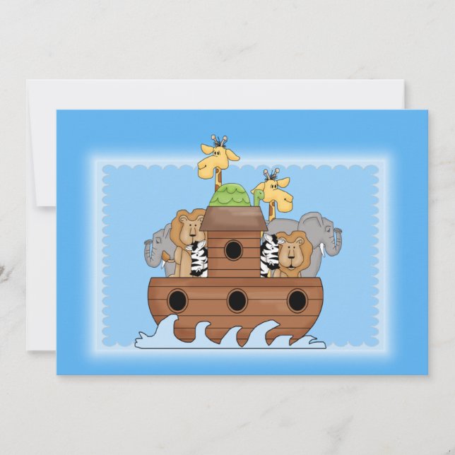 Noahs inbjudan till Ark Baby Shower (Framsida)