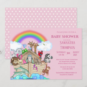 Noahs inbjudan till Ark Girls Baby Shower
