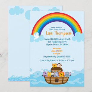 Noahs inbjudan till Ark Rainbow Baby Shower