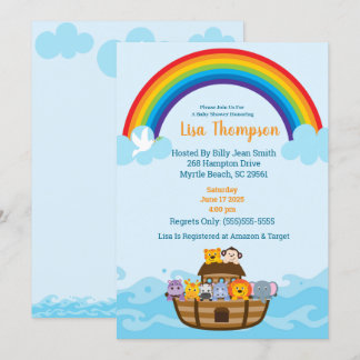 Noahs inbjudan till Ark Rainbow Baby Shower