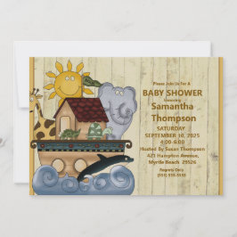 Noahs inbjudan till Ark Wood Baby Shower