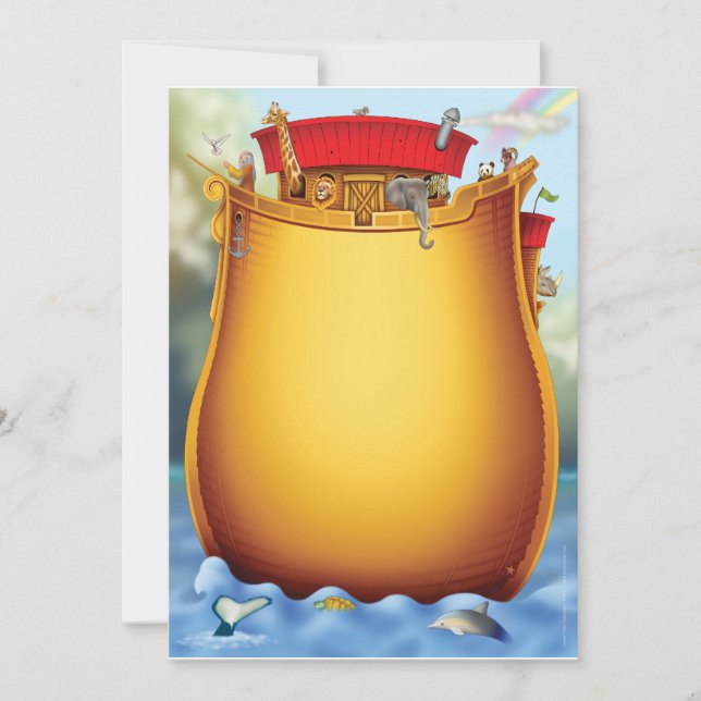 Noahs inbjudningar till babyskor i Ark (Framsida)