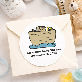 Noahs konst söta baby shower Könsneutral Runt Klistermärke