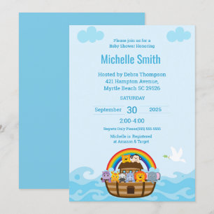 Noahs Neutral Shower i Ark Baby Inbjudningar
