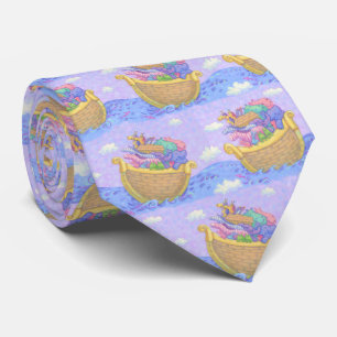 Noahs Novelty i Ark Religiösa Lila Mönster Slips