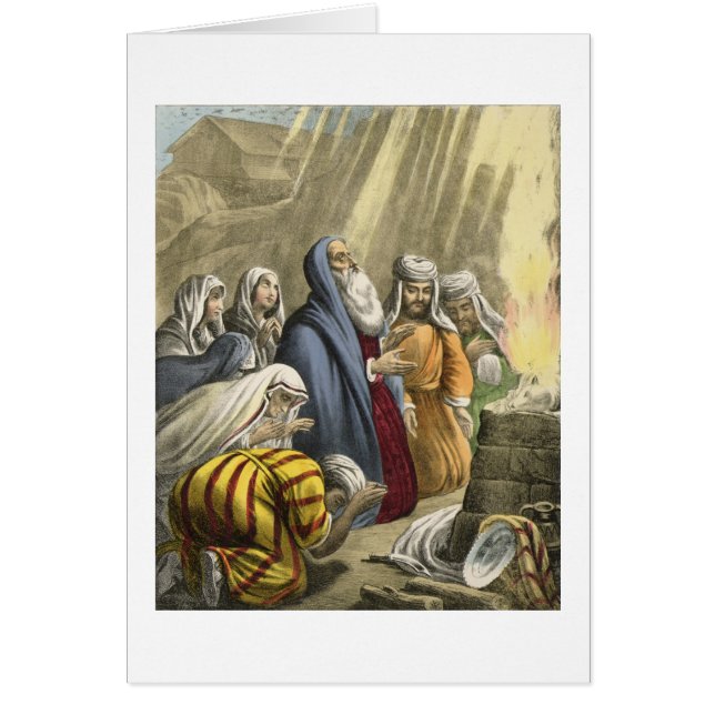 Noahs offer på att lämna ark, från en bibel hälsningskort (Framsidan)