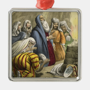 Noahs offer på att lämna ark, från en bibel julgransprydnad metall