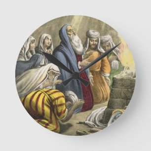 Noahs offer på att lämna ark, från en bibel rund klocka