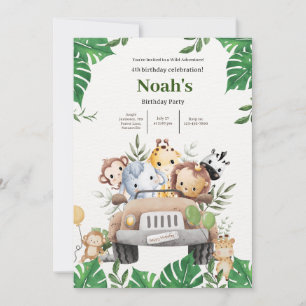 Noahs Vild Animal Äventyr Birthday Bash Inbjudningar