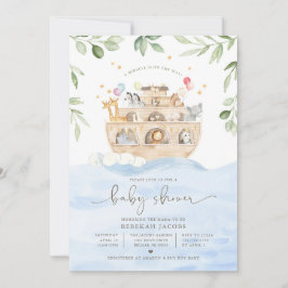 Noaks ark baby shower inbjudan