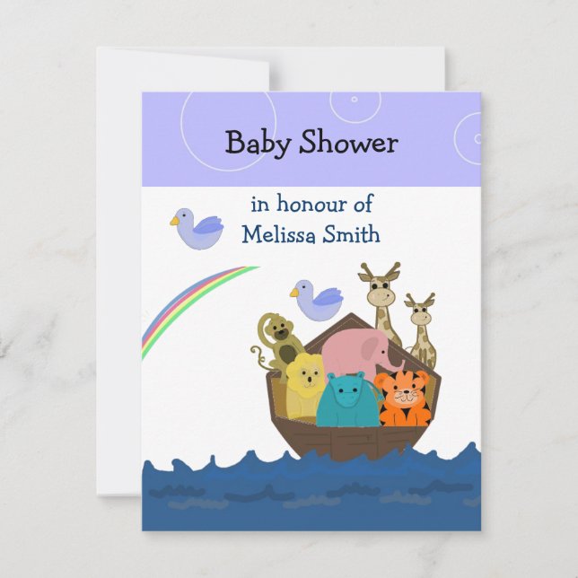 Noaks ark baby shower inbjudan (Framsida)