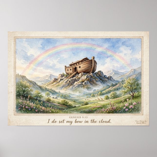 Noas ark akvarellmontering Ararat affisch (Framsidan)