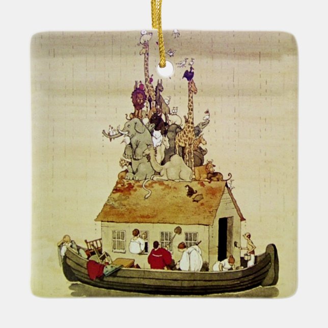“Noas ark” av W Heath Robinson Julgransprydnad Keramik (Framsida)