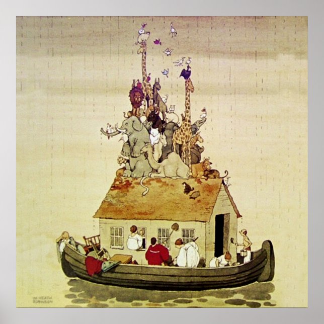 “Noas ark” av W Heath Robinson Poster (Framsidan)