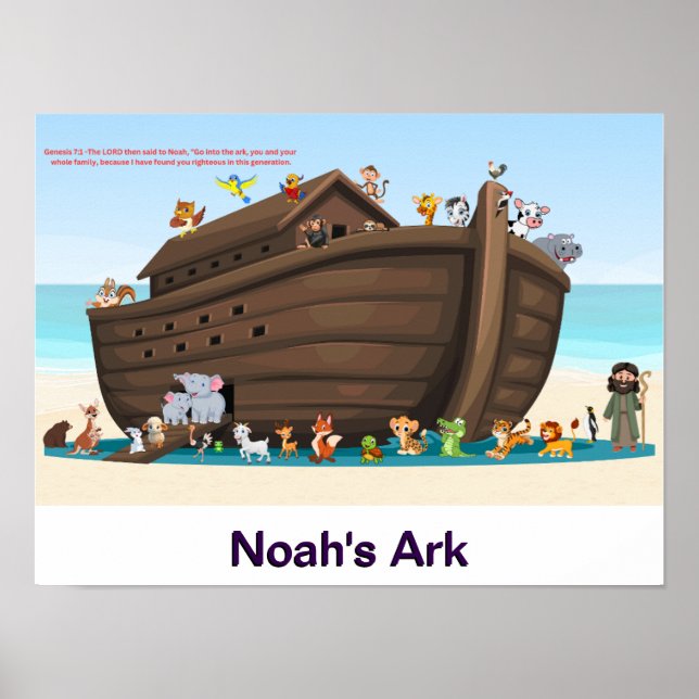 Noas ark-äventyr – Lekfull djurpar-konstverk Poster (Framsidan)