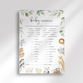Noas ark baby shower baby djur match spel inbjudningar