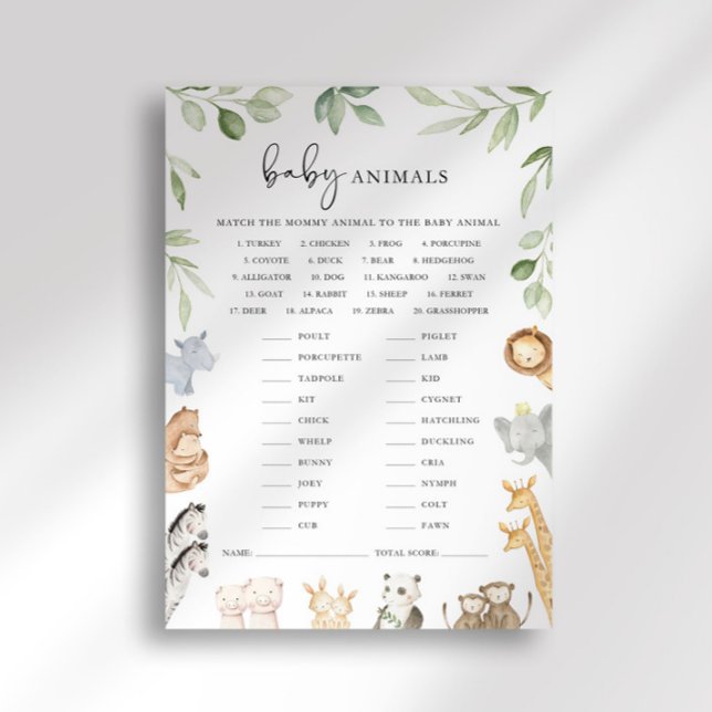 Noas ark baby shower baby djur match spel inbjudningar (Skapare uppladdad)