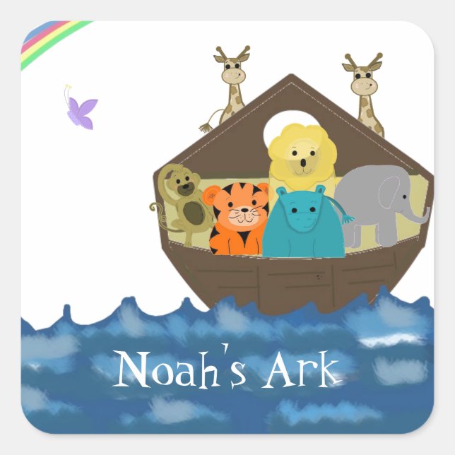 Noas ark fyrkantigt klistermärke (Framsida)