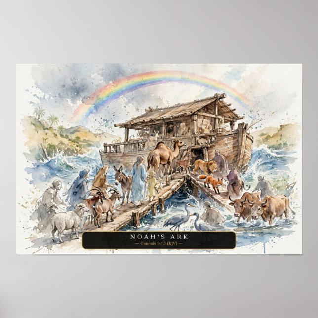 Noas ark — Lös akvarell Poster (Framsidan)