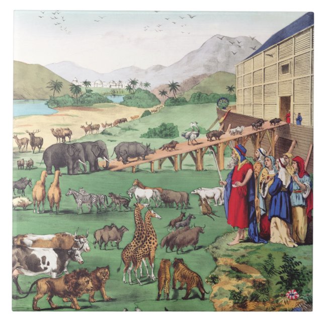 Noas ark med djur kakelplatta (Framsidan)