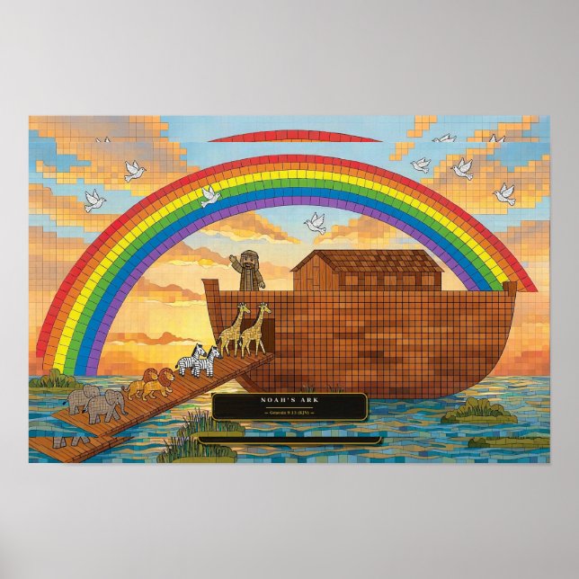 Noas ark — Rubiks kub mosaik Poster (Framsidan)