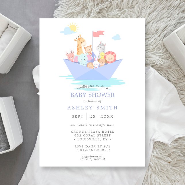Noas ark söta djur båt baby shower inbjudningar (Skapare uppladdad)
