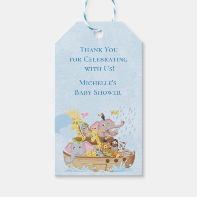 Noas ark söta tack favor presentetikett (Framsidan)