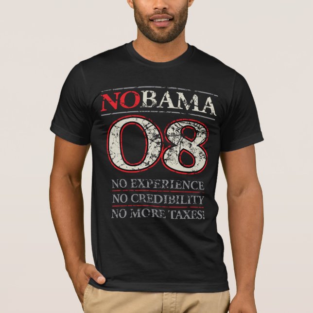 NOBAMA eller INGEN OBAMA '08 T Shirt (Framsida)