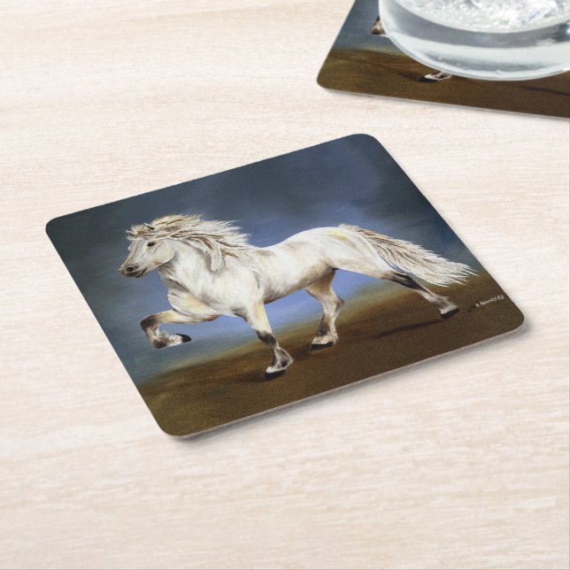 Nobility White Islands Horse Underlägg Papper Kvadrat (Vinklad)