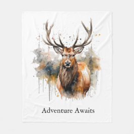 Noble Antlers: Woodland Elk Watercolor, anpassning Fleecefilt