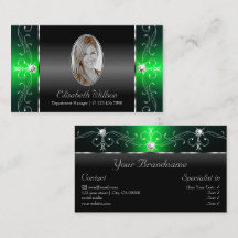 Noble Black and Grönt Squiggled Jewels med Photo