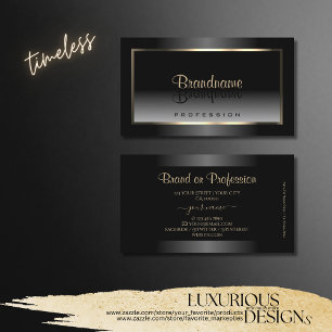 Noble Black and White Gradient Guld Decor Ram Visitkort