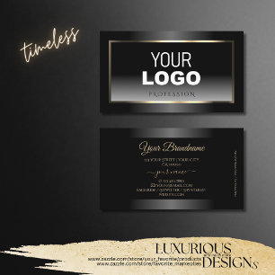 Noble Black and White Gradient Guld Ram Add Logoty Visitkort