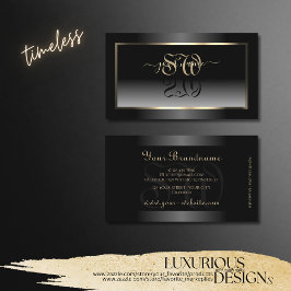 Noble Black and White Gradient Initialer Light Gul Visitkort