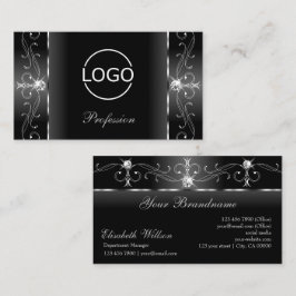 Noble Black and White Squiggled Jewels med Logotyp Visitkort