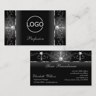 Noble Black and White Squiggled Jewels med Logotyp Visitkort